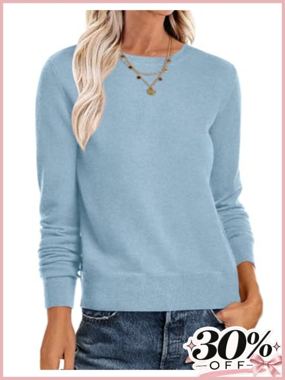Women's Crewneck Long Sleeve Pullover Sweater Lightweight Acrylic Blend Fall